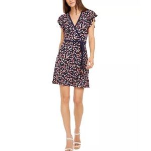 Floral Print Faux Wrap Dress